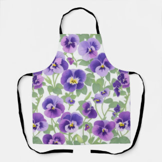 Pastel Graphic Paarse Pansies Schort