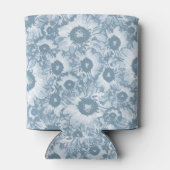 Pastel Gray Navy Floral Pattern Blikjeskoeler (Achterkant)