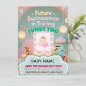 Pastel green Baby Boy Invitation d'anniversaire po (Debout devant)