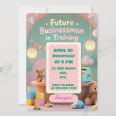 Pastel green Baby Boy Invitation d'anniversaire po (Dos)