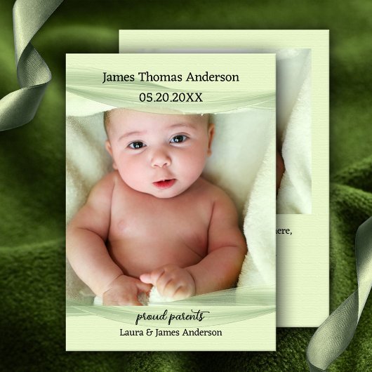 Pastel Green Baby Foto Aankondiging Geboorte