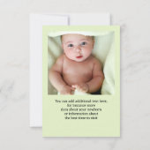 Pastel Green Baby Photo Faire-part de naissance (Dos)
