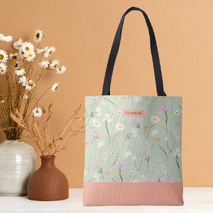 Pastel Green Boho Chic Floral Draagtas