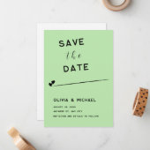 Pastel Green BotanicalBewaar de datum Flat Note Ka Notitiekaartje (Voorkant / Achterkant in situ)