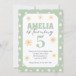 Pastel Green Daisy Anniversaire Invitation Quel qu