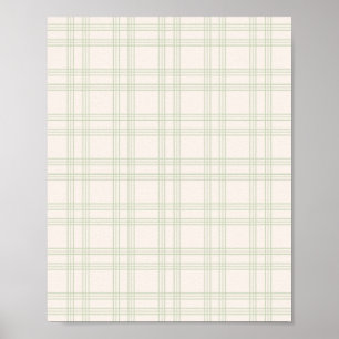 Pastel Green en Cream Gingham Poster