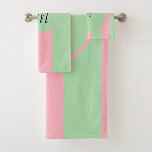 Pastel Green en roze Bad Handdoek (Insitu)