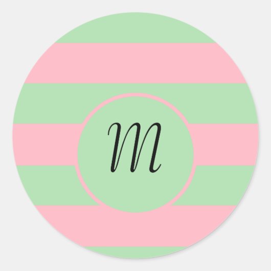 Pastel Green en roze Ronde Sticker (Voorkant)