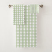 Pastel Green Gingham Check Patroon Bad Handdoek (Insitu)