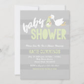 Pastel Green & Grey, Invitation Baby shower de cig (Devant)