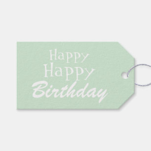 Pastel Green Happy Birthday Gift Label Cadeaulabel