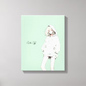 Pastel Green JKのアートパネル|寿司娘 GenerativeAI Canvas Afdruk (Voorkant)