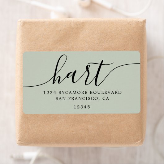 Pastel Green Modern Script Retouradres Etiket (Insitu)