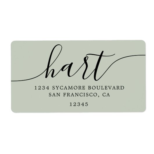 Pastel Green Modern Script Retouradres Etiket (Voorkant)