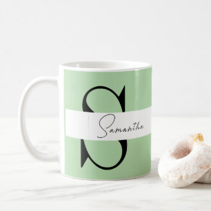 Pastel Green Monogram Mug classique - Personnalisé