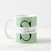 Pastel Green Monogram Mug classique - Personnalisé (Gauche)