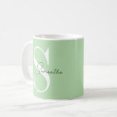 Pastel Green Monogram Mug classique - Personnalisé (Devant gauche)