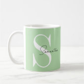 Pastel Green Monogram Mug classique - Personnalisé (Gauche)