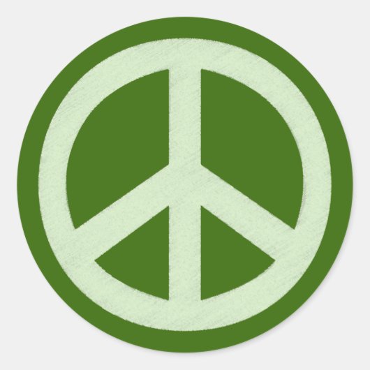 Pastel Green Peace Sign Ronde Sticker (Voorkant)