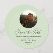 Pastel Green Photo Sla de datum Ronde Uitnodiging (Voorkant / Achterkant)