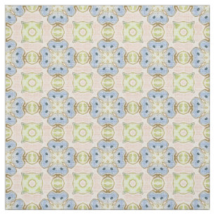 Pastel Green Pink Blue Cute Nouveau Mosaic Pattern Stof