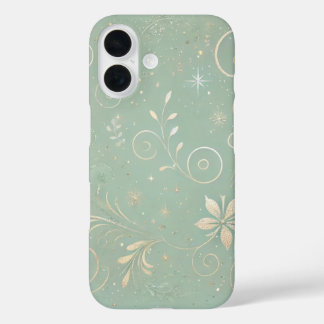 Pastel Green Shade Floral Motief iPhone 16 Hoesje