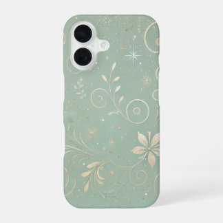 Pastel Green Shade Floral Motief iPhone 16 Hoesje