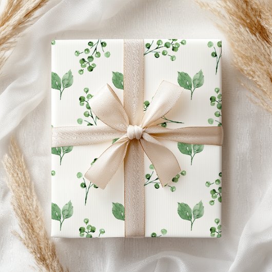 Pastel Green Spring Leaf Floral Cadeaupapier
