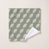 Pastel Green Towel Groovy 70s Floral Comfort Bad Handdoek (Wasdoekje)