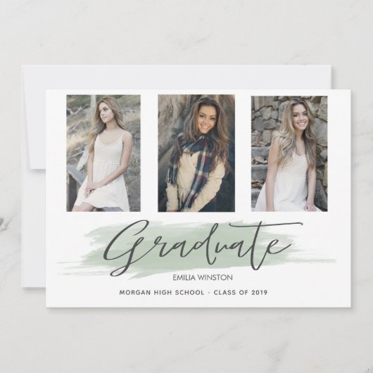 Pastel Green Whimsical ⎢ Carte photo de graduation (Devant)