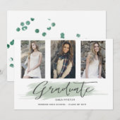 Pastel Green Whimsical ⎢ Carte photo de graduation (Devant / Derrière)
