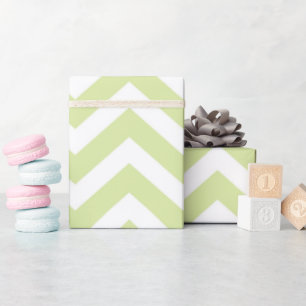 Pastel Green & White Chevron Weddendag Cadeaupapier