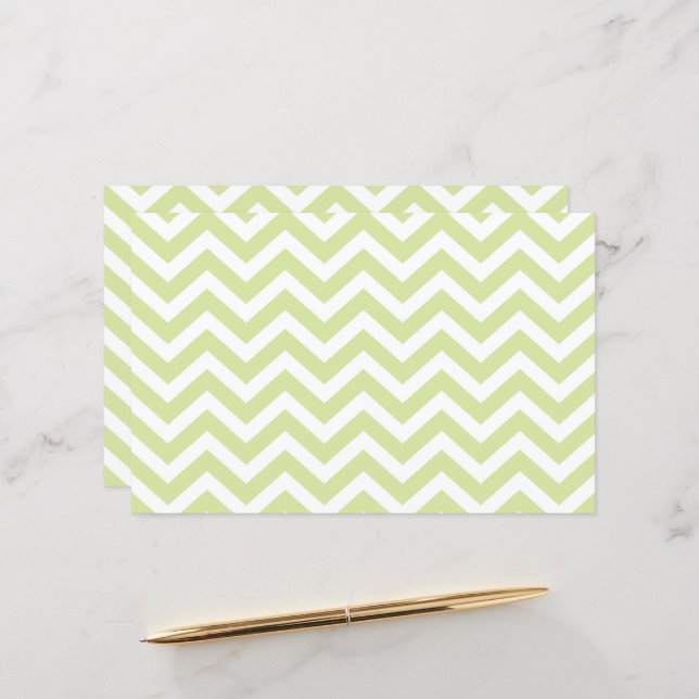 Pastel Green & White Chevron Wedding Cardstock (Voorkant / Achterkant in situ)