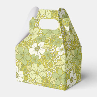 Pastel Green & Yellow Flower Pattern Bedankdoosjes