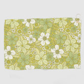 Pastel Green & Yellow Flower Pattern Golfhanddoek (Horizontaal)