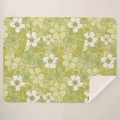 Pastel Green & Yellow Flower Pattern Sherpa Deken (Voorkant (horizontaal))