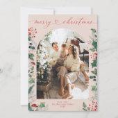 Pastel Greenery Arche rouge rose Carte de Noël (Devant)