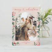 Pastel Greenery Arche rouge rose Carte de Noël (Debout devant)