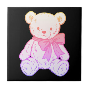 Pastel Griezelig Knuffel Beer Naadloos Patroon op Tegeltje