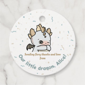 Pastel Grijs Bruin Schattige Baby Dragon Dank u Bedankjes Labels