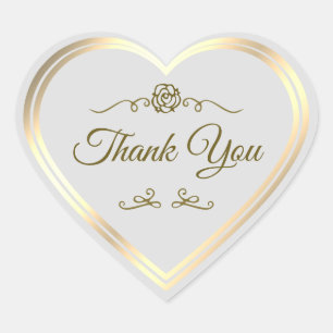 Pastel Grijs Goud Lijst  Roos Schattige Dank u Hart Sticker
