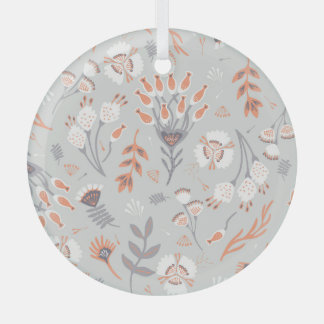 Pastel Grijs Sinaasappel Bloemen: Elegance Glas Ornament