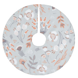 Pastel Grijs Sinaasappel Bloemen: Elegance Kerstboom Rok