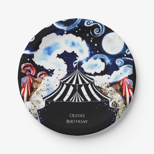 Pastel grillige circus verjaardag papieren bordje (Voorkant)