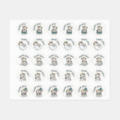 Pastel Gris Bleu Bébé Dragon Stickers Merci (Feuille)