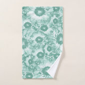 Pastel Gris Turquoise Vert Floral (Serviette à main)