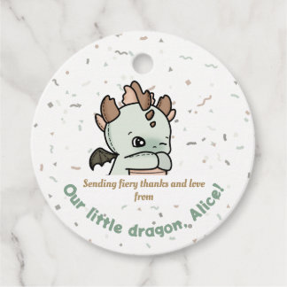Pastel Groen Bruin Schattige Baby Dragon Dank u Bedankjes Labels