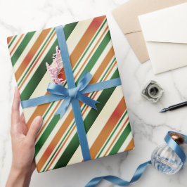 Pastel Groen en Oranje Retro Elegant Stijlvol Cadeaupapier