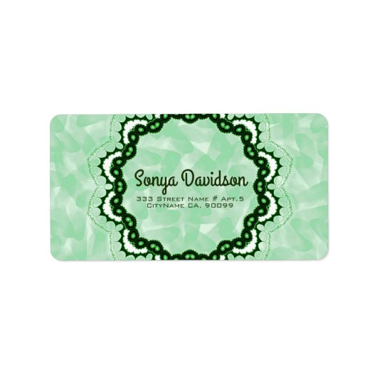Pastel groen en Ornament Etiket (Voorkant)