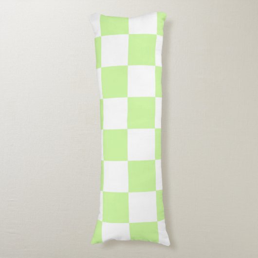 Pastel groen geruit gingham patroon lichaamskussen (Voorkant Verticaal)